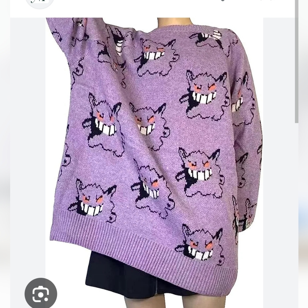 MAENER Pokemon Gengar Oversized Unisex Pullover Sweater